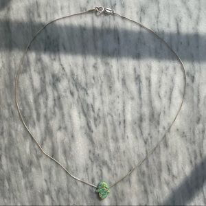 925 Sterling Silver Green Opal Hamsa Hand Necklace